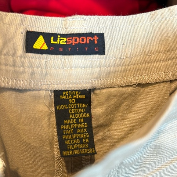 Vintage Liz Sport Petites tan button down skirt size 10P/modern size 4P - Picture 2 of 3